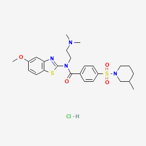 molecular formula C25H33ClN4O4S2 B2931960 N-(2-(dimethylamino)ethyl)-N-(5-methoxybenzo[d]thiazol-2-yl)-4-((3-methylpiperidin-1-yl)sulfonyl)benzamide hydrochloride CAS No. 1321935-35-6