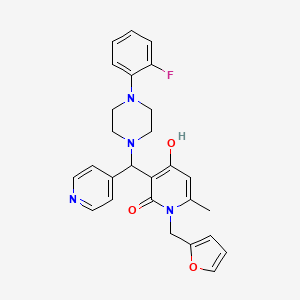 molecular formula C27H27FN4O3 B2931967 3-((4-(2-fluorophenyl)piperazin-1-yl)(pyridin-4-yl)methyl)-1-(furan-2-ylmethyl)-4-hydroxy-6-methylpyridin-2(1H)-one CAS No. 897620-60-9