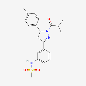 molecular formula C21H25N3O3S B2931970 N-(3-(1-异丁酰基-5-(对甲苯基)-4,5-二氢-1H-吡唑-3-基)苯基)甲磺酰胺 CAS No. 851718-51-9