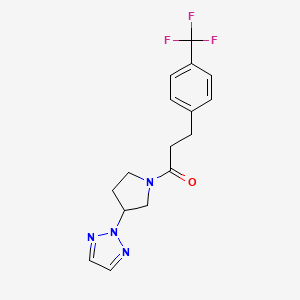 molecular formula C16H17F3N4O B2931971 1-(3-(2H-1,2,3-triazol-2-yl)pyrrolidin-1-yl)-3-(4-(trifluoromethyl)phenyl)propan-1-one CAS No. 2194845-40-2