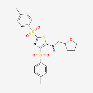 molecular formula C22H24N2O5S3 B2931978 2,4-bis[(4-methylphenyl)sulfonyl]-N-(tetrahydrofuran-2-ylmethyl)-1,3-thiazol-5-amine CAS No. 690989-15-2