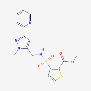 molecular formula C16H16N4O4S2 B2931979 Methyl 3-[(2-methyl-5-pyridin-2-ylpyrazol-3-yl)methylsulfamoyl]thiophene-2-carboxylate CAS No. 2319722-16-0