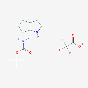 molecular formula C15H25F3N2O4 B2931980 Tert-butyl N-(2,3,3a,4,5,6-hexahydro-1H-cyclopenta[b]pyrrol-6a-ylmethyl)carbamate;2,2,2-trifluoroacetic acid CAS No. 2445784-60-9