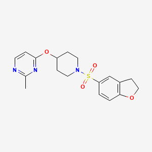 molecular formula C18H21N3O4S B2931982 4-((1-((2,3-二氢苯并呋喃-5-基)磺酰基)哌啶-4-基)氧基)-2-甲基嘧啶 CAS No. 2097888-11-2