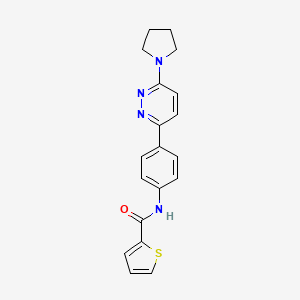 molecular formula C19H18N4OS B2931994 N-(4-(6-(pyrrolidin-1-yl)pyridazin-3-yl)phenyl)thiophene-2-carboxamide CAS No. 922612-67-7