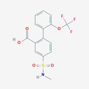 molecular formula C15H12F3NO5S B2932000 5-(Methylsulfamoyl)-2-[2-(trifluoromethoxy)phenyl]benzoic acid CAS No. 926223-80-5