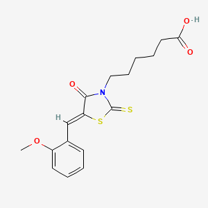 molecular formula C17H19NO4S2 B2932005 6-[(5Z)-5-[(2-methoxyphenyl)methylidene]-4-oxo-2-sulfanylidene-1,3-thiazolidin-3-yl]hexanoic acid CAS No. 301688-56-2