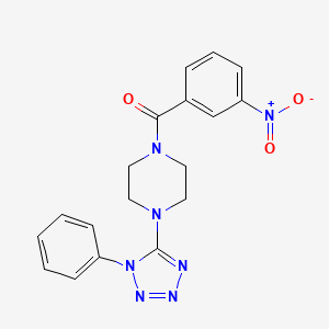 molecular formula C18H17N7O3 B2932007 (3-Nitrophenyl)-[4-(1-phenyltetrazol-5-yl)piperazin-1-yl]methanone CAS No. 727690-14-4