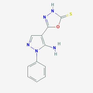 molecular formula C11H9N5OS B293201 5-(5-amino-1-phenyl-1H-pyrazol-4-yl)-1,3,4-oxadiazole-2(3H)-thione 