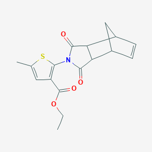 molecular formula C17H17NO4S B2932010 2-(1,3-二氧代-3a,4,7,7a-四氢-1H-4,7-甲烷异吲哚-2(3H)-基)-5-甲硫代苯并-3-羧酸乙酯 CAS No. 1005108-49-5