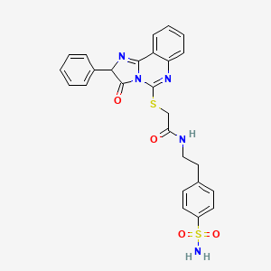 molecular formula C26H23N5O4S2 B2932013 2-({3-oxo-2-phenyl-2H,3H-imidazo[1,2-c]quinazolin-5-yl}sulfanyl)-N-[2-(4-sulfamoylphenyl)ethyl]acetamide CAS No. 958580-32-0