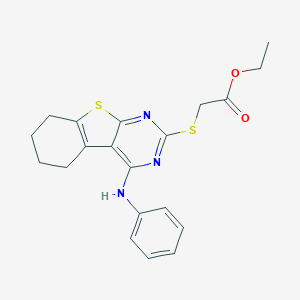 molecular formula C20H21N3O2S2 B293202 Ethyl [(4-anilino-5,6,7,8-tetrahydro[1]benzothieno[2,3-d]pyrimidin-2-yl)sulfanyl]acetate 