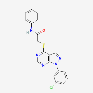 molecular formula C19H14ClN5OS B2932021 2-[1-(3-氯苯基)吡唑并[3,4-d]嘧啶-4-基]硫代-N-苯基乙酰胺 CAS No. 893917-57-2