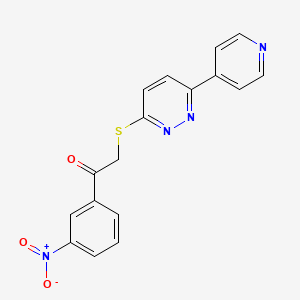 molecular formula C17H12N4O3S B2932025 1-(3-Nitrophenyl)-2-(6-pyridin-4-ylpyridazin-3-yl)sulfanylethanone CAS No. 896058-29-0
