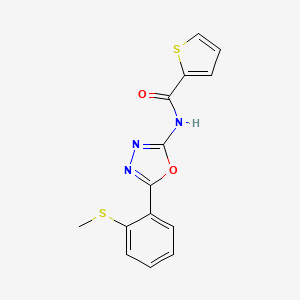 molecular formula C14H11N3O2S2 B2932040 N-[5-(2-methylsulfanylphenyl)-1,3,4-oxadiazol-2-yl]thiophene-2-carboxamide CAS No. 886908-52-7