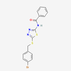 molecular formula C16H12BrN3OS2 B2932042 N-(5-((4-bromobenzyl)thio)-1,3,4-thiadiazol-2-yl)benzamide CAS No. 392302-75-9
