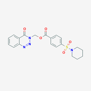 molecular formula C20H20N4O5S B2932043 (4-Oxo-1,2,3-benzotriazin-3-yl)methyl 4-piperidin-1-ylsulfonylbenzoate CAS No. 454668-37-2
