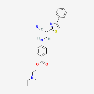 molecular formula C25H26N4O2S B2932047 (E)-2-(二乙氨基)乙基 4-((2-氰基-2-(4-苯基噻唑-2-基)乙烯基)氨基)苯甲酸酯 CAS No. 796877-23-1
