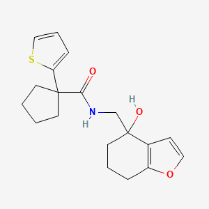 molecular formula C19H23NO3S B2932058 N-((4-羟基-4,5,6,7-四氢苯并呋喃-4-基)甲基)-1-(噻吩-2-基)环戊烷-1-甲酰胺 CAS No. 2309258-81-7
