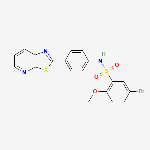 molecular formula C19H14BrN3O3S2 B2932067 5-bromo-2-methoxy-N-(4-(thiazolo[5,4-b]pyridin-2-yl)phenyl)benzenesulfonamide CAS No. 2319923-51-6