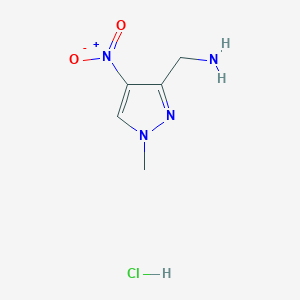 molecular formula C5H9ClN4O2 B2932071 (1-Methyl-4-nitropyrazol-3-yl)methanamine;hydrochloride CAS No. 2503209-16-1