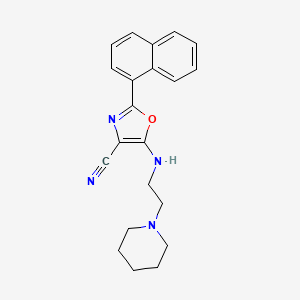 molecular formula C21H22N4O B2932072 2-Naphthalen-1-yl-5-(2-piperidin-1-yl-ethylamino)-oxazole-4-carbonitrile CAS No. 846586-81-0