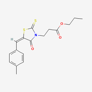 molecular formula C17H19NO3S2 B2932075 propyl 3-[(5E)-5-[(4-methylphenyl)methylidene]-4-oxo-2-sulfanylidene-1,3-thiazolidin-3-yl]propanoate CAS No. 380561-47-7