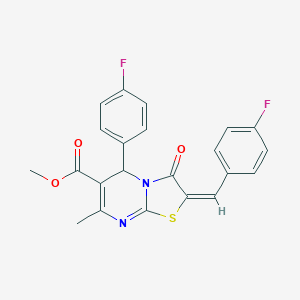 molecular formula C22H16F2N2O3S B293208 methyl 2-(4-fluorobenzylidene)-5-(4-fluorophenyl)-7-methyl-3-oxo-2,3-dihydro-5H-[1,3]thiazolo[3,2-a]pyrimidine-6-carboxylate 