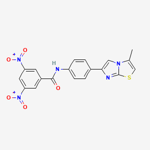 molecular formula C19H13N5O5S B2932082 N-(4-(3-methylimidazo[2,1-b]thiazol-6-yl)phenyl)-3,5-dinitrobenzamide CAS No. 893988-18-6