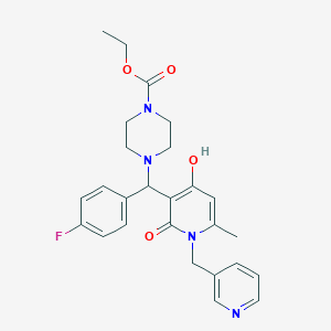 molecular formula C26H29FN4O4 B2932084 Ethyl 4-((4-fluorophenyl)(4-hydroxy-6-methyl-2-oxo-1-(pyridin-3-ylmethyl)-1,2-dihydropyridin-3-yl)methyl)piperazine-1-carboxylate CAS No. 897611-93-7