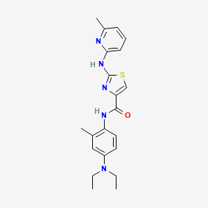 molecular formula C21H25N5OS B2932086 N-(4-(diethylamino)-2-methylphenyl)-2-((6-methylpyridin-2-yl)amino)thiazole-4-carboxamide CAS No. 1286714-91-7