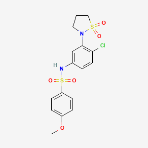 molecular formula C16H17ClN2O5S2 B2932104 N-(4-chloro-3-(1,1-dioxidoisothiazolidin-2-yl)phenyl)-4-methoxybenzenesulfonamide CAS No. 946338-42-7