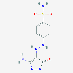 molecular formula C9H10N6O3S B293212 4-[2-(3-amino-5-oxopyrazol-4-yl)hydrazinyl]benzenesulfonamide 