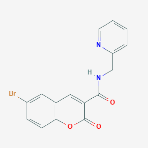 molecular formula C16H11BrN2O3 B2932120 6-溴-2-氧代-N-(吡啶-2-基甲基)-2H-色烯-3-甲酰胺 CAS No. 695218-47-4