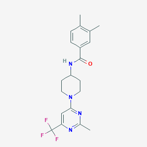 molecular formula C20H23F3N4O B2932125 3,4-dimethyl-N-{1-[2-methyl-6-(trifluoromethyl)pyrimidin-4-yl]piperidin-4-yl}benzamide CAS No. 1775443-41-8