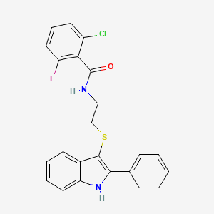 molecular formula C23H18ClFN2OS B2932127 2-chloro-6-fluoro-N-(2-((2-phenyl-1H-indol-3-yl)thio)ethyl)benzamide CAS No. 919705-55-8