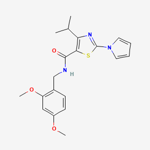molecular formula C20H23N3O3S B2932135 N-(2,4-dimethoxybenzyl)-4-isopropyl-2-(1H-pyrrol-1-yl)-1,3-thiazole-5-carboxamide CAS No. 1251618-41-3