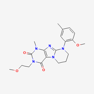 molecular formula C20H25N5O4 B2932138 3-(2-methoxyethyl)-9-(2-methoxy-5-methylphenyl)-1-methyl-7,8-dihydro-6H-purino[7,8-a]pyrimidine-2,4-dione CAS No. 887695-72-9
