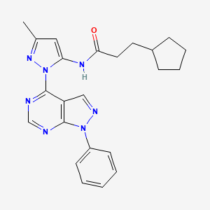 molecular formula C23H25N7O B2932141 3-cyclopentyl-N-(3-methyl-1-(1-phenyl-1H-pyrazolo[3,4-d]pyrimidin-4-yl)-1H-pyrazol-5-yl)propanamide CAS No. 1006303-87-2