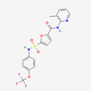 molecular formula C18H14F3N3O5S B2932155 N-(3-methylpyridin-2-yl)-5-(N-(4-(trifluoromethoxy)phenyl)sulfamoyl)furan-2-carboxamide CAS No. 1172767-61-1