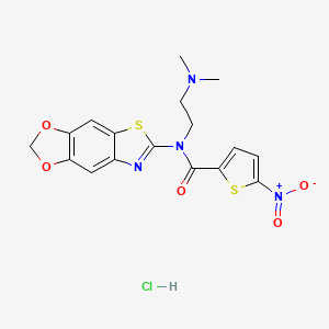 molecular formula C17H17ClN4O5S2 B2932163 N-([1,3]dioxolo[4',5':4,5]benzo[1,2-d]thiazol-6-yl)-N-(2-(dimethylamino)ethyl)-5-nitrothiophene-2-carboxamide hydrochloride CAS No. 1322016-72-7