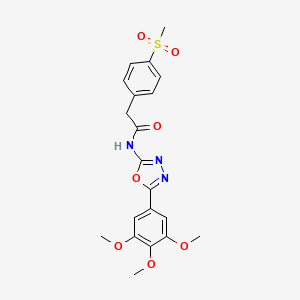 molecular formula C20H21N3O7S B2932164 2-(4-(methylsulfonyl)phenyl)-N-(5-(3,4,5-trimethoxyphenyl)-1,3,4-oxadiazol-2-yl)acetamide CAS No. 941971-48-8