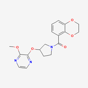 molecular formula C18H19N3O5 B2932170 (2,3-Dihydrobenzo[b][1,4]dioxin-5-yl)(3-((3-methoxypyrazin-2-yl)oxy)pyrrolidin-1-yl)methanone CAS No. 2034284-56-3