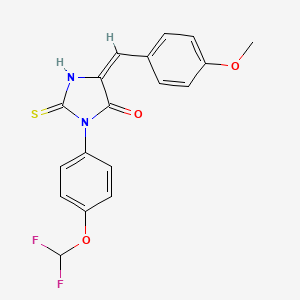 molecular formula C18H14F2N2O3S B2932171 3-[4-(二氟甲氧基)苯基]-5-[(4-甲氧基苯基)亚甲基]-2-硫代亚氨基咪唑烷-4-酮 CAS No. 723332-40-9