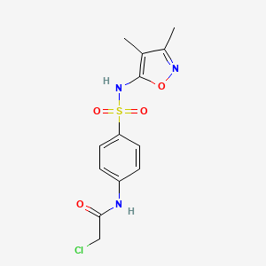 molecular formula C13H14ClN3O4S B2932172 N-(4-{[(3,4-dimethylisoxazol-5-yl)amino]sulfonyl}phenyl)-2-chloroacetamide CAS No. 104246-33-5