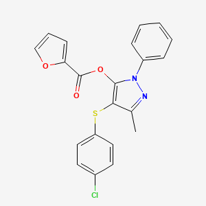 4-((4-chlorophenyl)thio)-3-methyl-1-phenyl-1H-pyrazol-5-yl furan-2-carboxylate