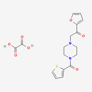molecular formula C17H18N2O7S B2932185 1-(呋喃-2-基)-2-(4-(噻吩-2-羰基)哌嗪-1-基)乙酮草酸盐 CAS No. 1351651-58-5