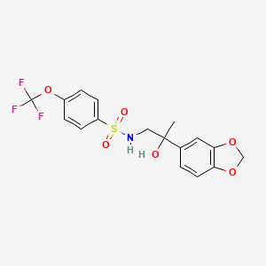 molecular formula C17H16F3NO6S B2932190 N-(2-(苯并[d][1,3]二氧杂环-5-基)-2-羟基丙基)-4-(三氟甲氧基)苯磺酰胺 CAS No. 1396885-04-3