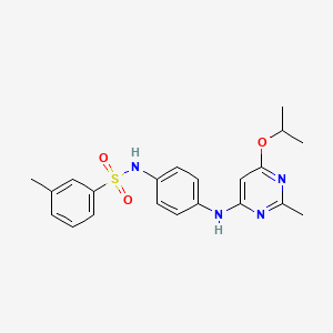 molecular formula C21H24N4O3S B2932193 N-(4-((6-isopropoxy-2-methylpyrimidin-4-yl)amino)phenyl)-3-methylbenzenesulfonamide CAS No. 946274-23-3