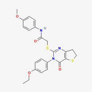molecular formula C23H23N3O4S2 B2932197 2-{[3-(4-ethoxyphenyl)-4-oxo-3,4,6,7-tetrahydrothieno[3,2-d]pyrimidin-2-yl]thio}-N-(4-methoxyphenyl)acetamide CAS No. 362501-99-3